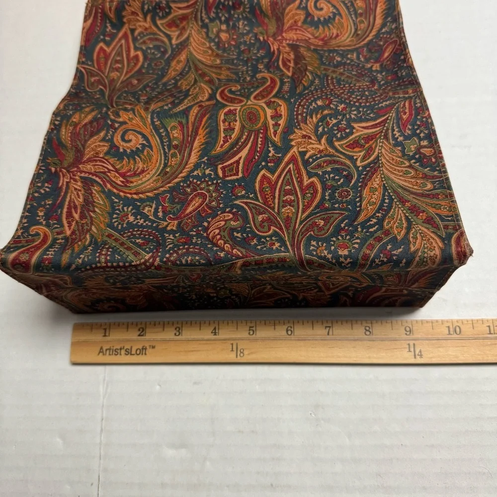 Vintage MET The Metropolitan Museum of Art Polished Cotton Paisley Tote Flawed - Picture 7 of 11